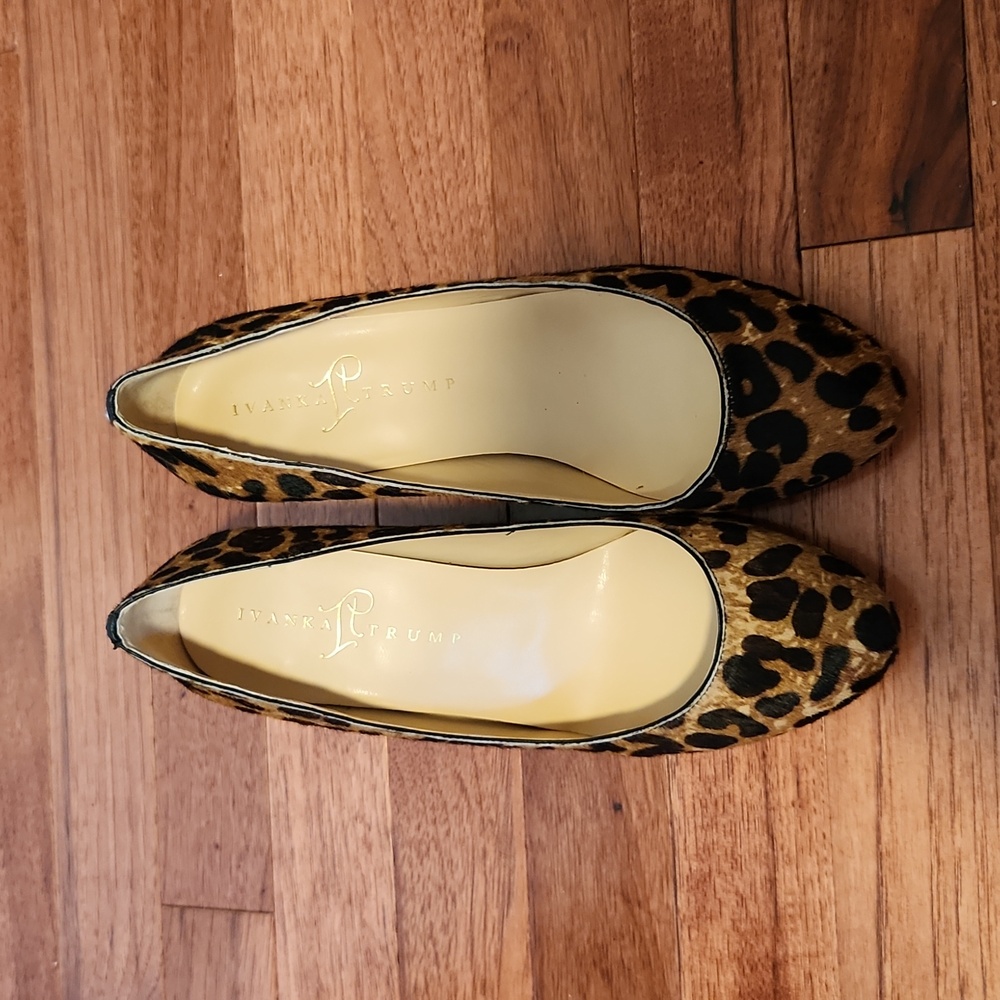 Leopard Print Calf Hair Ivanka Trump Wedge Heels